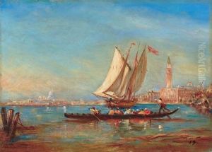 Gondola E Veliero A Venezia by Felix Ziem