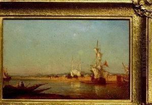 Felix Ziem . View Of Constantinople Harbor With Blue Mosque by Felix Ziem