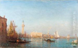 Le Palais Des Doges, Vu Du Canal Della Grazia by Felix Ziem
