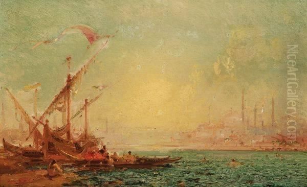 Felix F. G. P. Ziem . Scene Of Bosphorus With St. Sophia On The Horizon - view 1