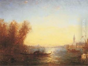 Gondolas On The Lagoon, Venice by Felix Ziem