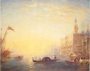 Coucher De Soleil Sur Le Grand Canal by Felix Ziem