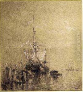 Embarcations Et Navires A Venise by Felix Ziem