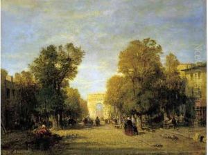 L'arc De Triomphe Vu De L'avenue De Neuilly by Felix Ziem