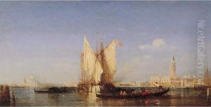 Topi-pecheurs Et Gondoles, Bassin De Saint Marc by Felix Ziem