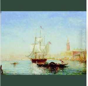 Navire Pavoise Dans La Lagune De Venise by Felix Ziem