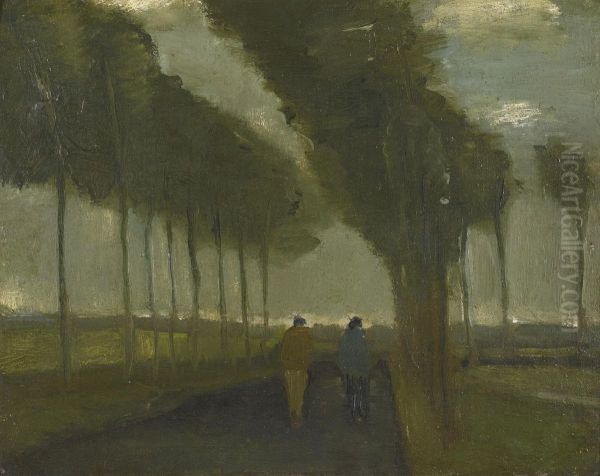 Country Lane With Two Figures - view 1