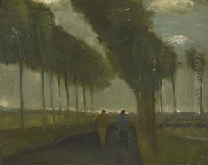 Country Lane With Two Figures