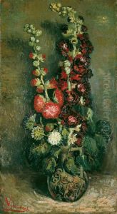 Vase With Hollyhocks by Vincent Van Gogh