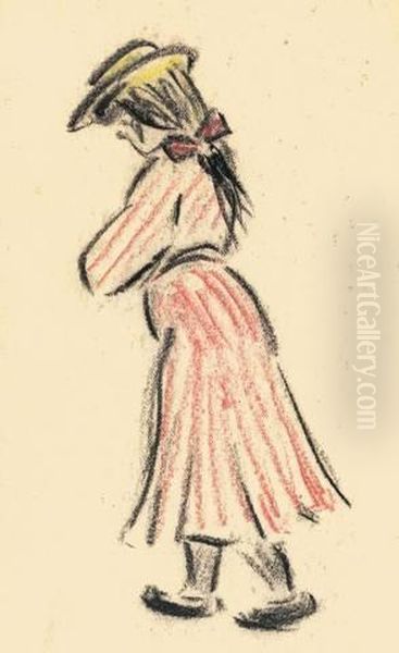 Madchen In Rotgestreiftem Kleid - view 1