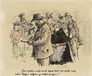 Zille, Im Regen Zeichnend by Heinrich Zille