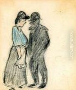 Mann Und Frau Im Gesprach by Heinrich Zille