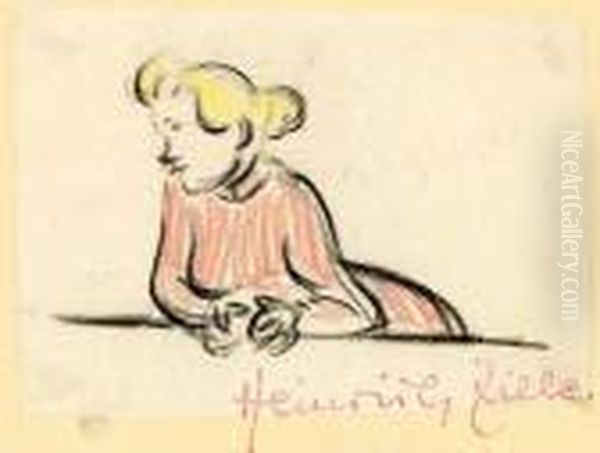 Blonde Frau In Rotem Kleid, Auf Brustung Gelehnt - view 1
