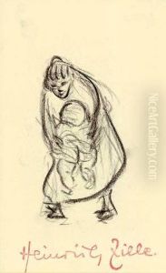 Stehende Frau, Kind In Den Armen Haltend by Heinrich Zille