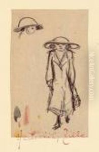 Stehende Frau Mit Hut by Heinrich Zille