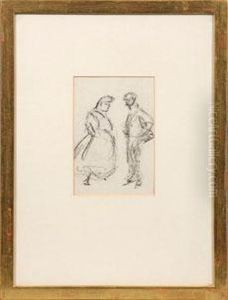 Strasenszene Mit Jungempaar by Heinrich Zille