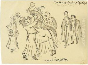 Moabit, Kriminalgericht. Im Corridor (eigene Rechtspflege) by Heinrich Zille