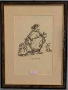 Mutter Und Kinder Kommen Vom Wurstkauf by Heinrich Zille