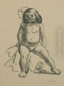 Sitzender Madchenakt by Heinrich Zille