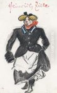 Ein Kesses Berliner Madchen Mit Muff by Heinrich Zille