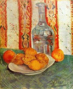 Still Life With Decanter And Lemons On A Plate