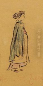 Dienstmadchen Im Blauen Umhang by Heinrich Zille