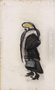 Frau Mit Schwarzem Mantel by Heinrich Zille
