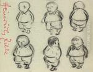 Berliner Schutzmanner. - 
Sitzende Frau Nach Links. - Portrait. - Kopf Im Profil Nach Rechts. - 
Sitzende Frau Von Hinten. - Brustbild Eines Mannes Nach Links. - 6 
Berliner Kinder. - Frau Von Hinten by Heinrich Zille