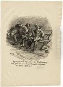 Arbeitslose Auf Einer Bank by Heinrich Zille