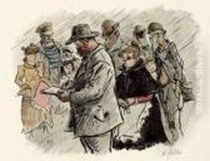 "zille, Im Regen Zeichnend" by Heinrich Zille