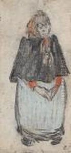 Frau Mit Pellerine by Heinrich Zille