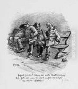 Arbeitslose Auf Einer Bank by Heinrich Zille
