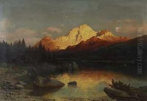 Vollmond Uber Alpengluhen by August Albert Zimmermann