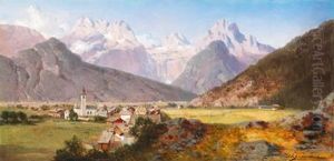 Landschaft Im Pinzgau Mit Blick Auf Lofer by August Albert Zimmermann