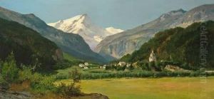 Sommertag In Den Alpen Mit Malerischem Kirchdorf Und Aufragendem Massiv