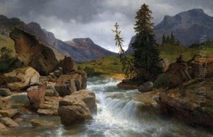Hochgebirgslandschaft Mit Einem Bach