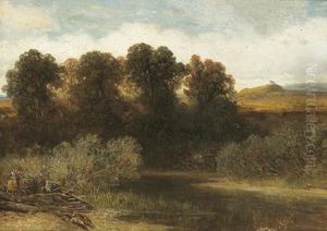 Kleine Landschaft Mit Fluchtigem Wild by August Albert Zimmermann