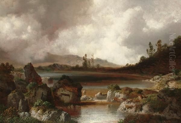 Storm Brewing Over A Rocky Landscape. - view 1