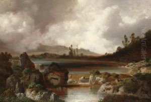 Storm Brewing Over A Rocky Landscape