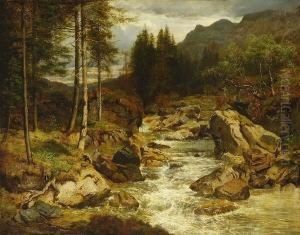 Gebirgsbach. by August Albert Zimmermann