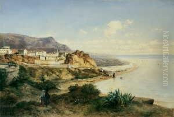Blick Auf Bordighera An Der
Italienischen Riviera. Signiert Unten Rechts: Albert Zimmermann. Ol Auf
Leinwand. H 80; B 118 Cm. - view 1