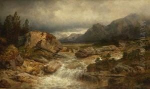 Gebirgstal Mit Gischtendem
Bach by August Albert Zimmermann