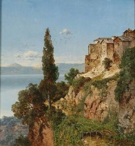A Coastal View From A Cliff-top Village by August Albert Zimmermann