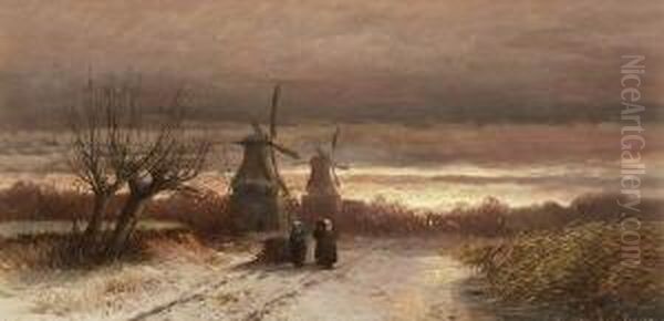 Hollandische Winterlandschaft Mit
Reisigsammlerinnen Im Gesprach. - view 1