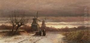Hollandische Winterlandschaft Mit
 Reisigsammlerinnen Im Gesprach.