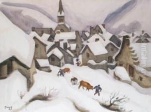 Village Anime Sous La Neige
