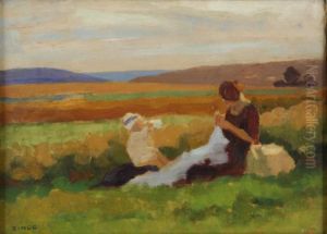 Femme Et Enfant A La Campagne