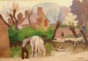 Chevaux A L""abreuvoir