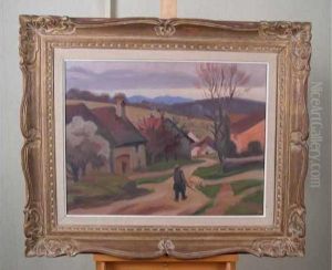 Paysage Anime D'un Homme Promenant Un Cochon