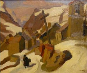 Village De Montagne Sous La Neige